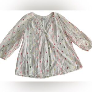 Crown and Ivy White Blouse with Colorful Embroidery